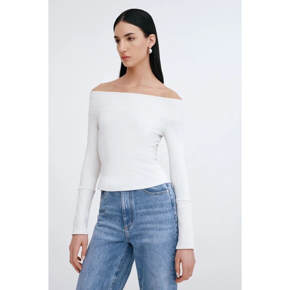 Marcella Women's Tilly Off-the-Shoulder Top in Mist (Faint Gray) Size SMALL NEW! - Picture 1 of 7